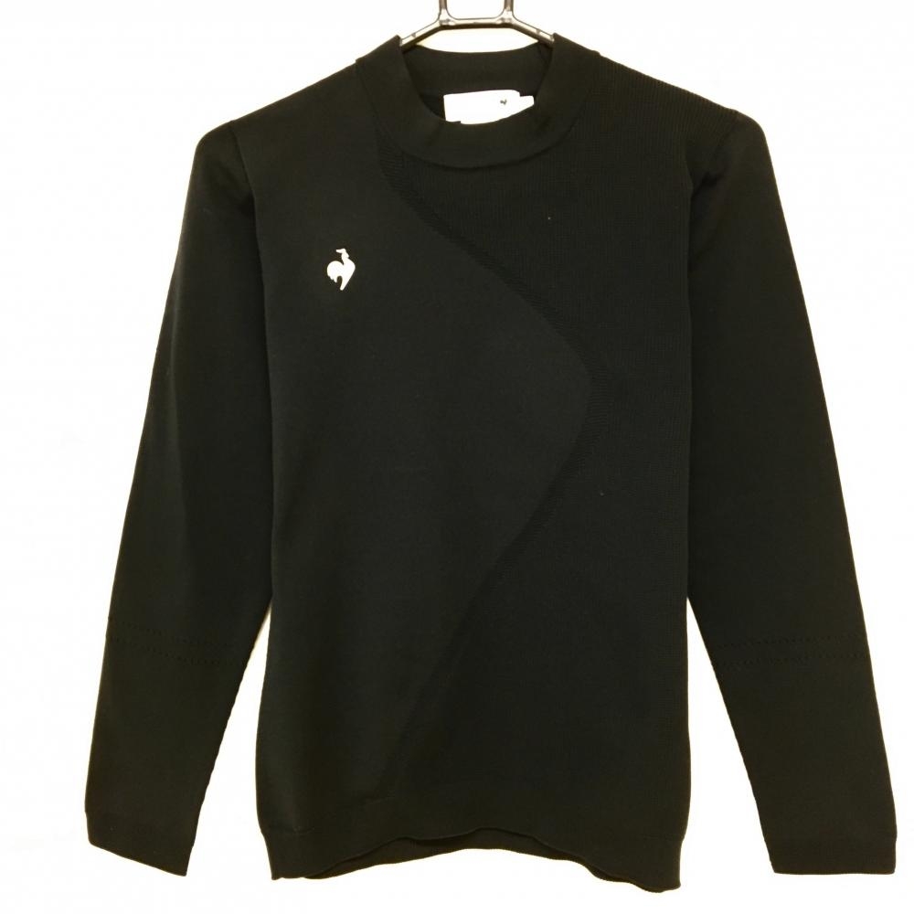 【美品】ルコック セーター 黒 胸元ロゴ 薄手 ニット レディース L ゴルフウェア le coq sportif