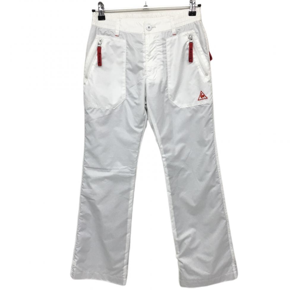 【美品】ルコック パンツ 白×レッド 後ろ星刺しゅう 裏地微起毛  レディース 7 ゴルフウェア le coq sportif