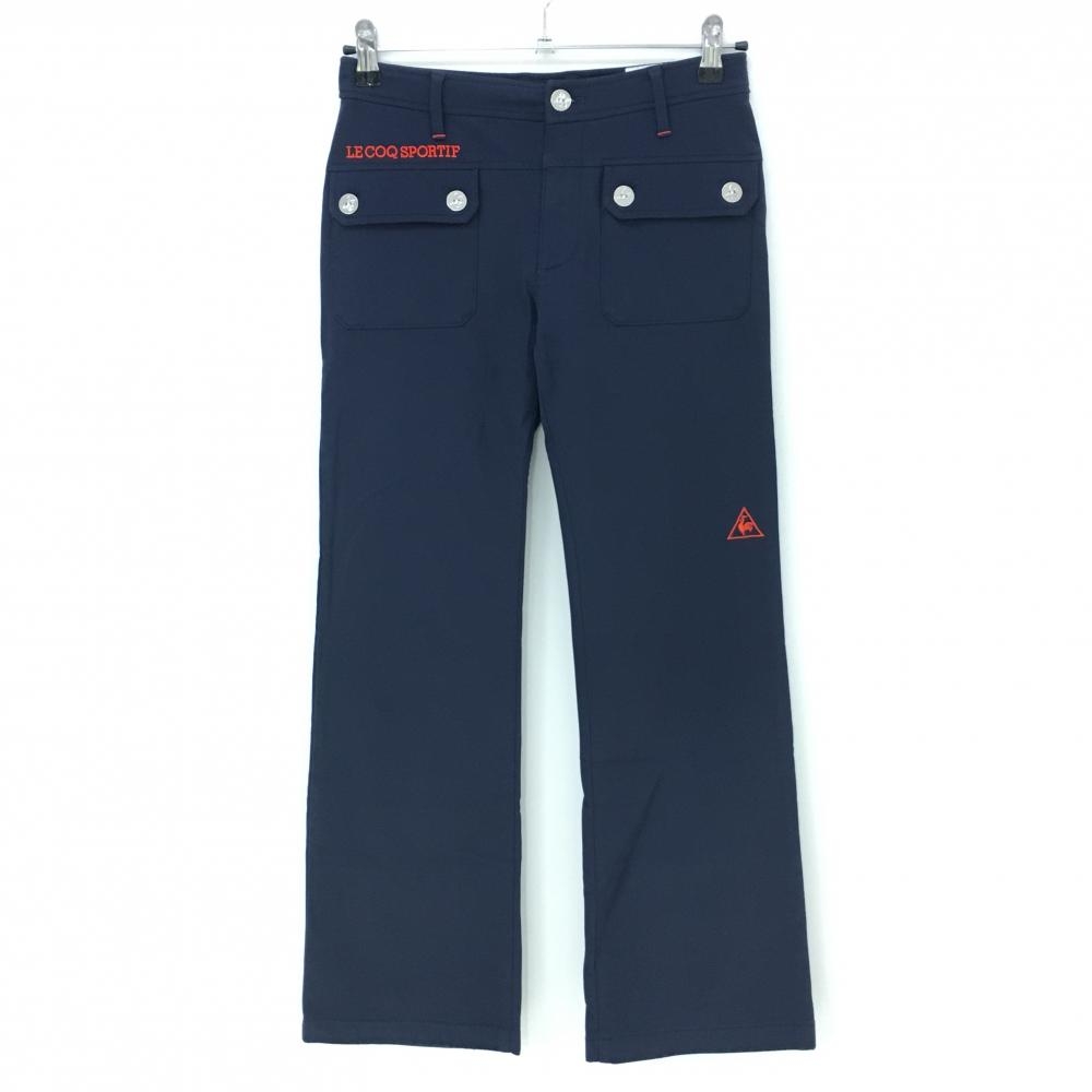 ルコック パンツ ネイビー×レッド 裏微起毛  レディース 7 ゴルフウェア le coq sportif