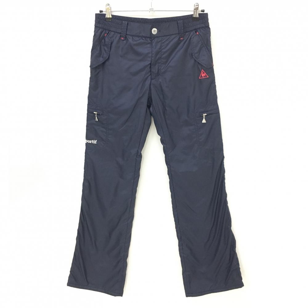 ルコック パンツ ネイビー×ピンク 裏微起毛 ウエストゴム 6ポケット  レディース 11 ゴルフウェア le coq sportif