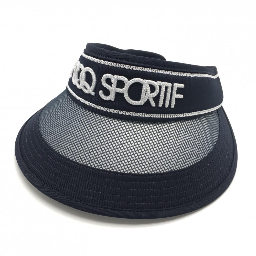 【超美品】ルコックゴルフ つば広サンバイザー ネイビー×白 レディース F(55-57cm) ゴルフウェア 2024年モデル le coq sportif