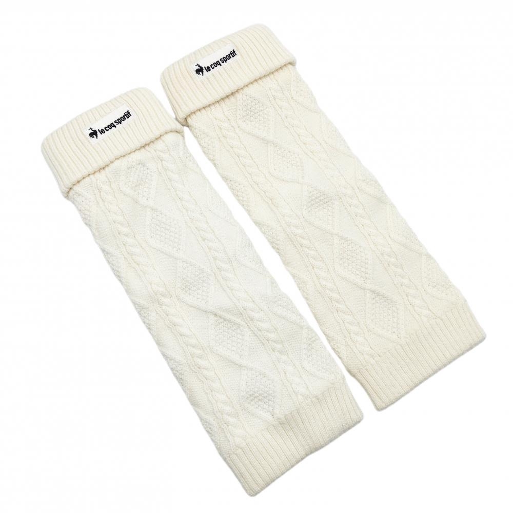 ルコック ニットレッグウォーマー アイボリー ロゴ刺しゅう ケーブル編み 裏起毛 レディース F ゴルフウェア le coq sportif