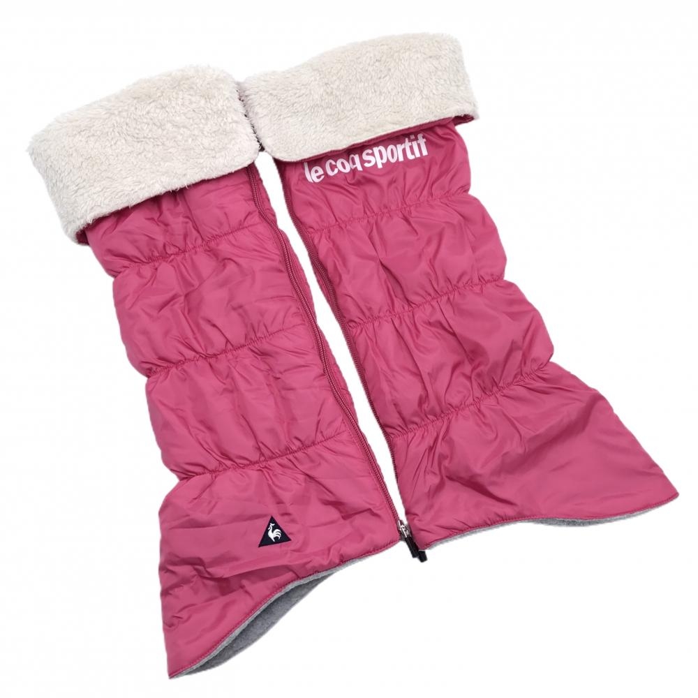 【美品】ルコック レッグウォーマー ピンク 裏ボア ロゴ白 レディース  ゴルフウェア le coq sportif