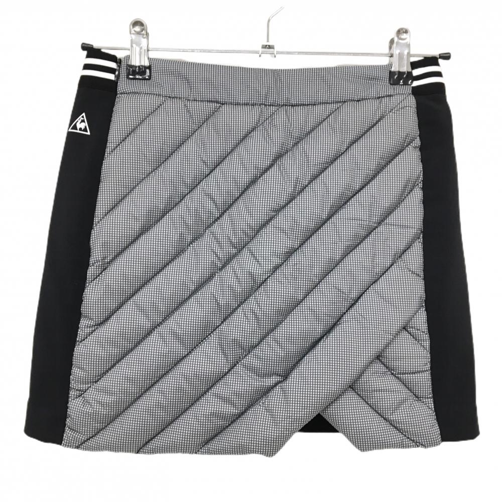 【超美品】ルコックゴルフ ダウンスカート 黒×グレー 前格子柄 韓国モデル 前ダウン レディース 61 ゴルフウェア le coq sportif