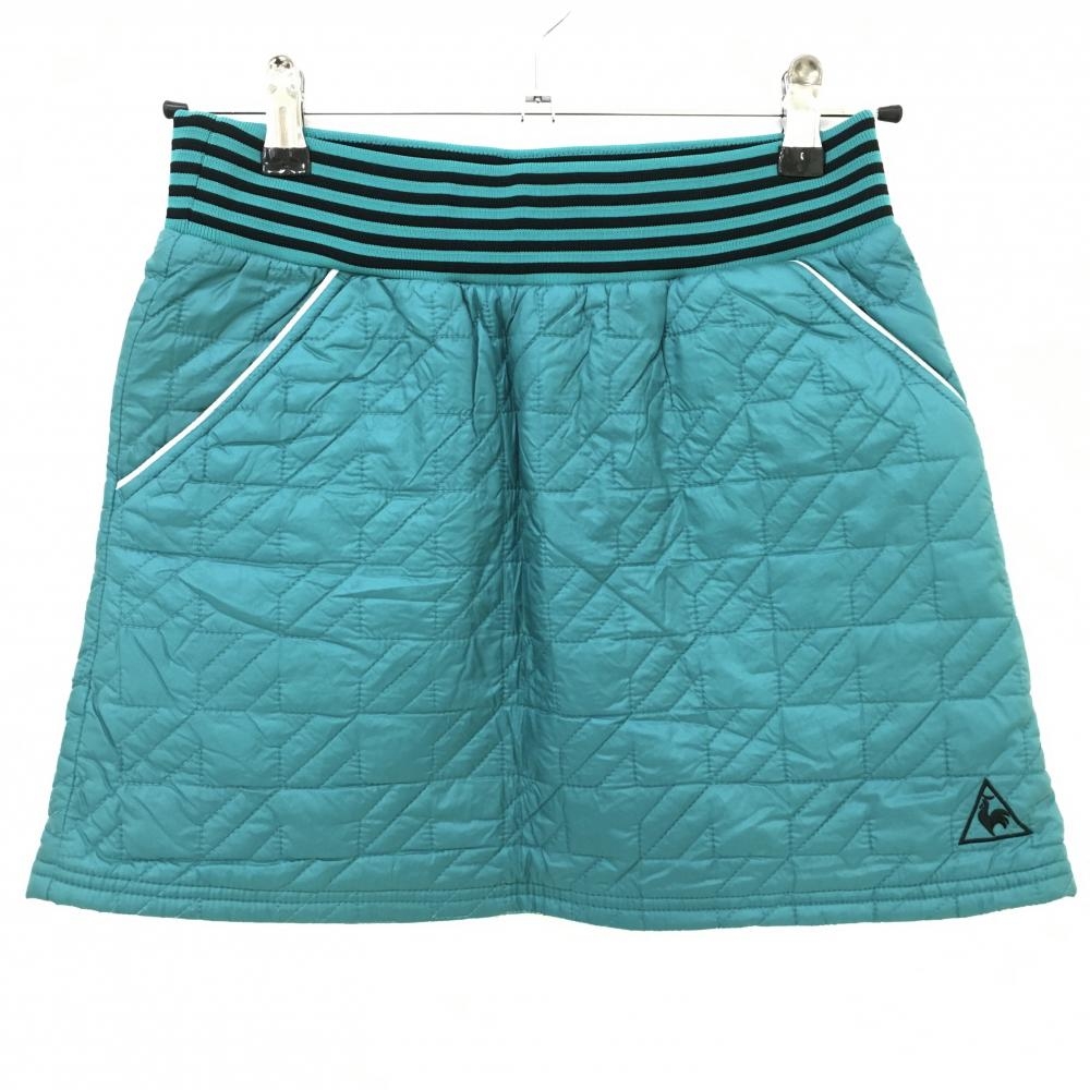 【美品】ルコック 中綿スカート グリーン×黒 キルティング ウエストボーダー レディース 7 ゴルフウェア le coq sportif