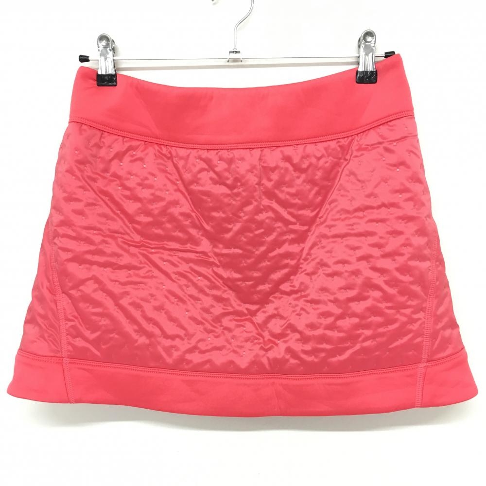 【超美品】ルコック 中綿スカート レッドピンク ドット柄 バックロゴ ウエスト調節紐 レディース 11 ゴルフウェア le coq sportif
