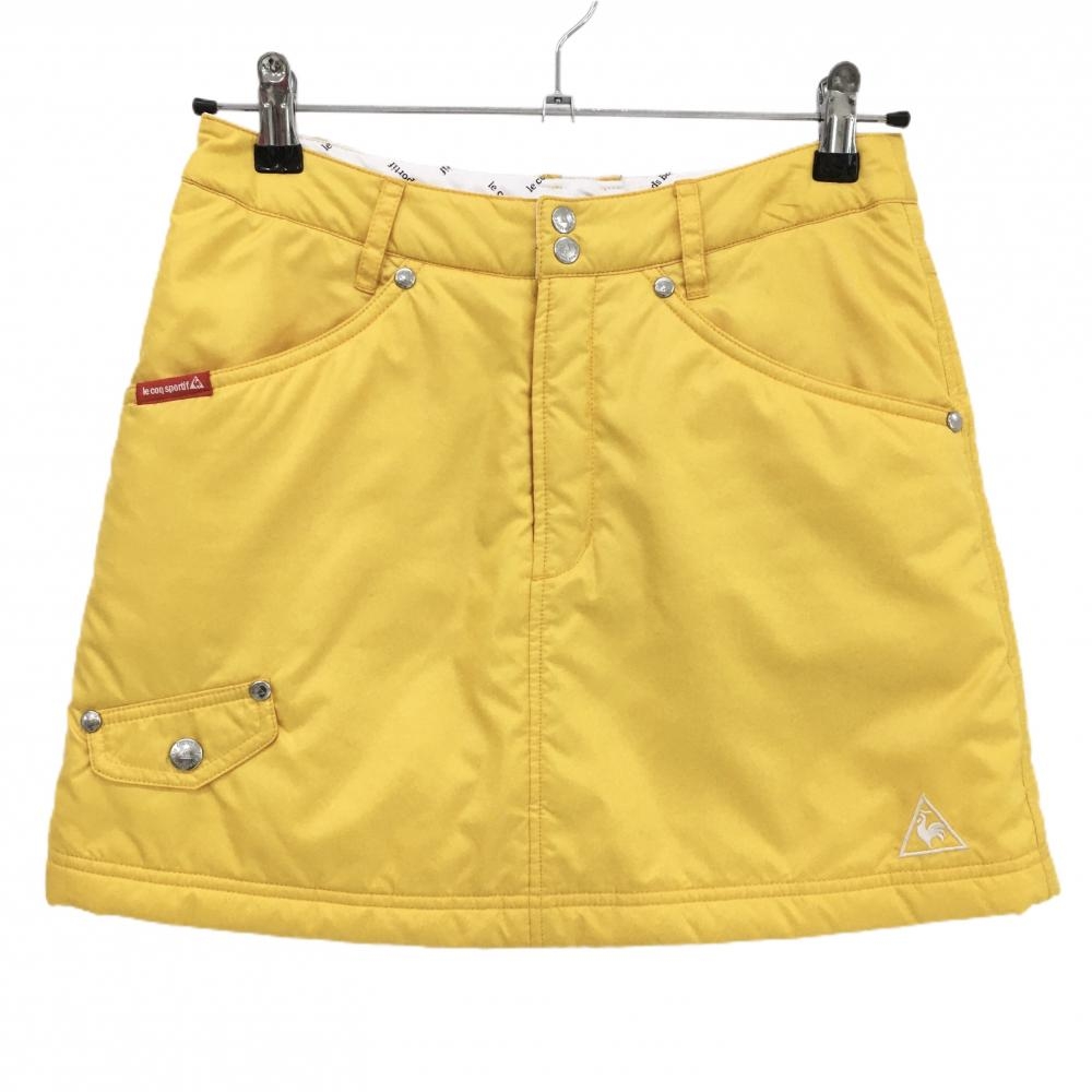 【美品】ルコック 中綿スカート イエロー ロゴ刺しゅう レディース 9 ゴルフウェア le coq sportif