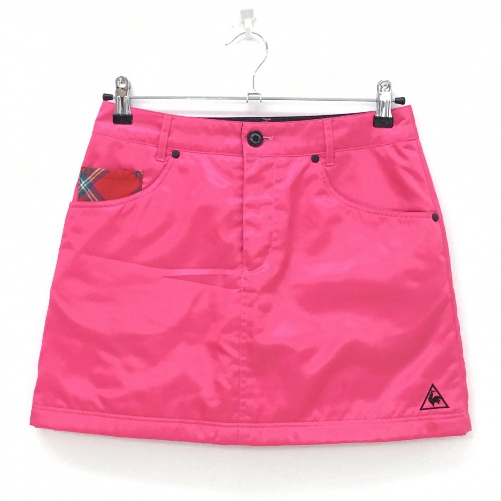 ルコック 中綿スカート ピンク 一部チェック レディース 9 ゴルフウェア le coq sportif