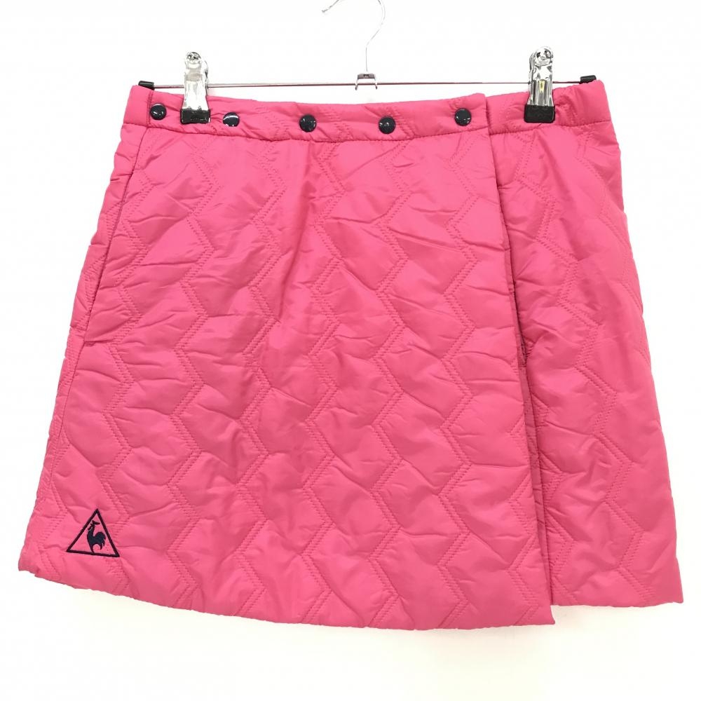 【超美品】ルコックゴルフ 中綿スカート ピンク 裏起毛 キルティング スナップボタン レディース  ゴルフウェア le coq sportif