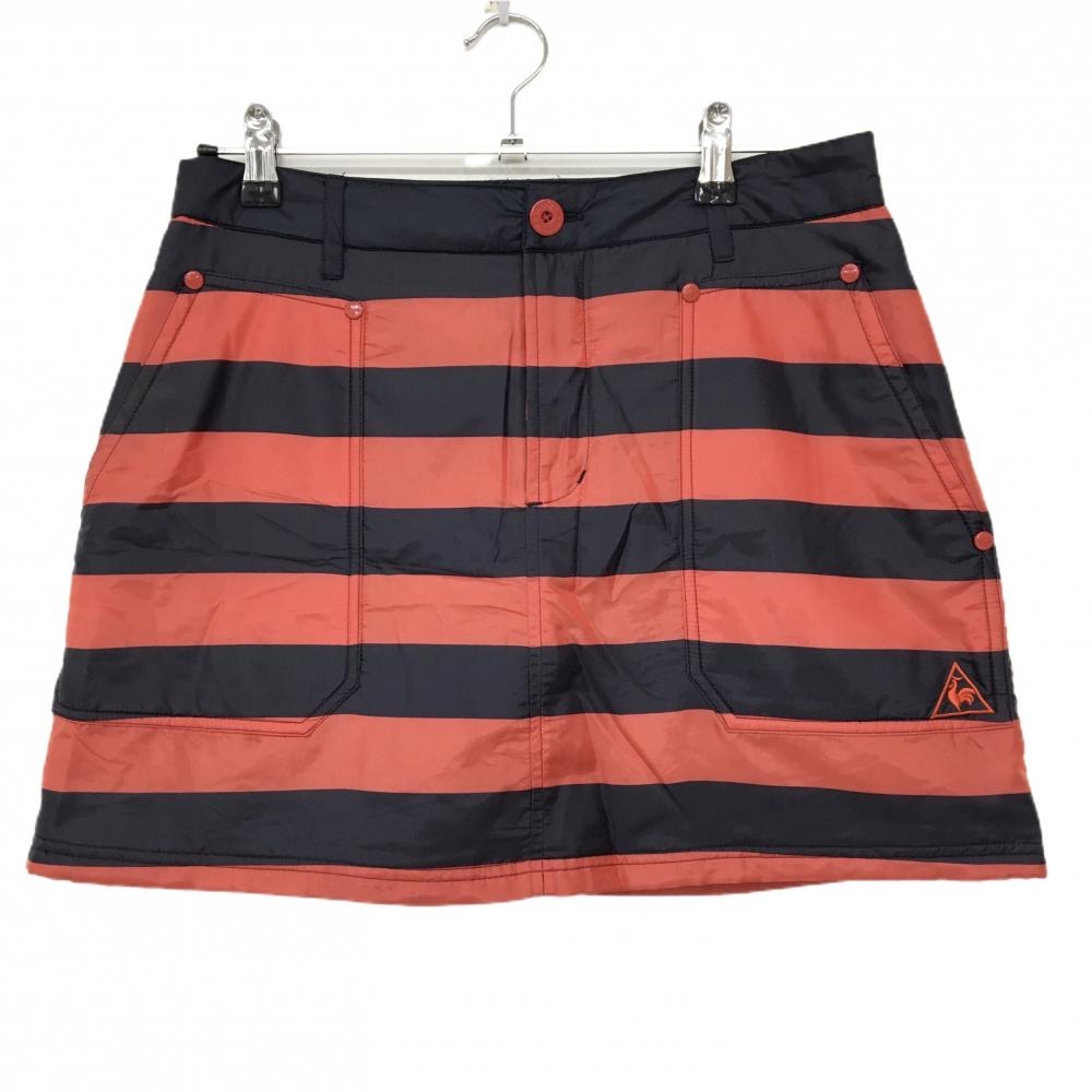 ルコックゴルフ 中綿スカート レッド×ネイビー ボーダー ロゴ刺しゅう レディース 13 ゴルフウェア le coq sportif