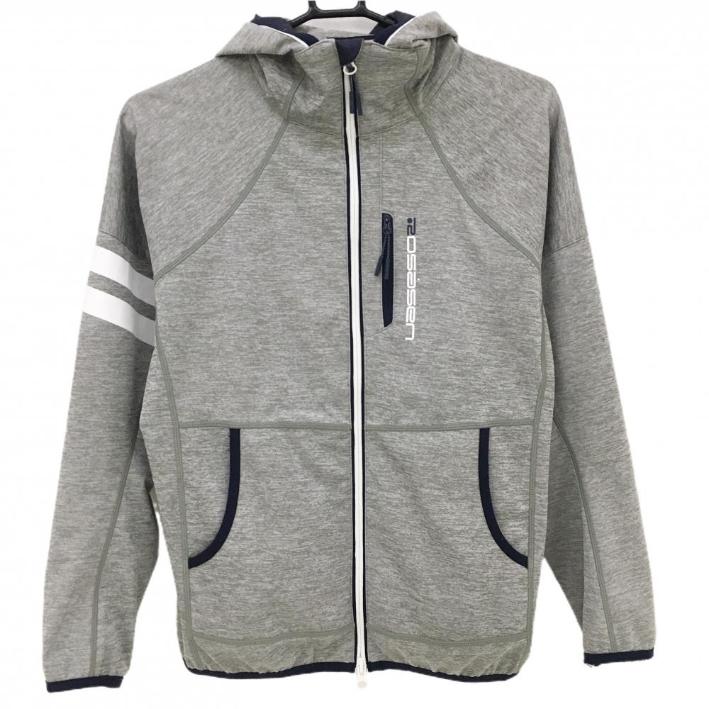 ロサーセン ジップパーカー 杢グレー×ネイビー 胸ポケット ブルゾン レディース M ゴルフウェア Rosasen