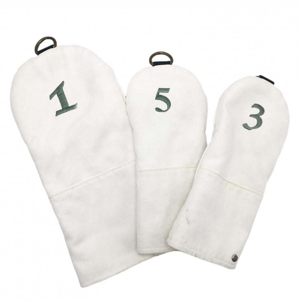 ニーディープ ヘッドカバー3点セット(DR FW×2) 白×グリーン ドライバー フェアウェイウッド ゴルフ Knee Deep