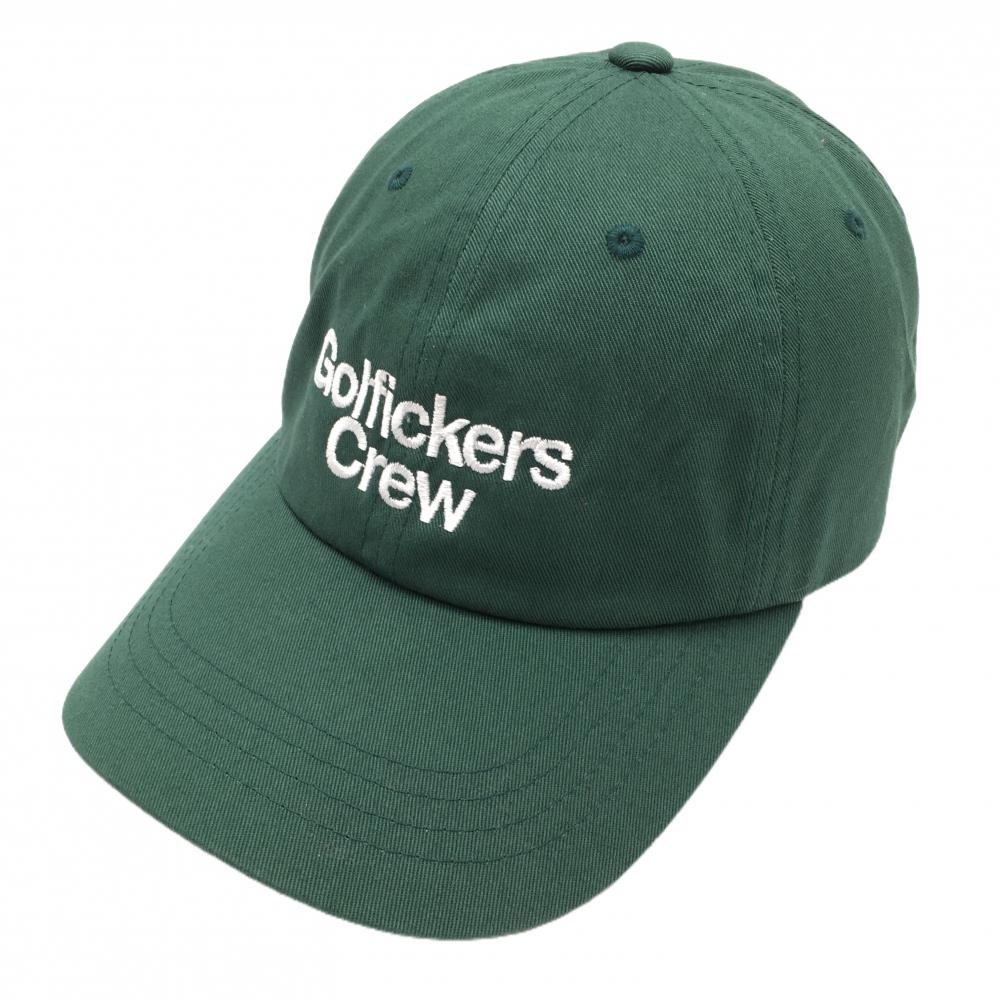 【超美品】ゴルフィッカーズ キャップ グリーン×白 綿100％ ロゴ刺しゅう 56-60cm  ゴルフウェア Golfickers
