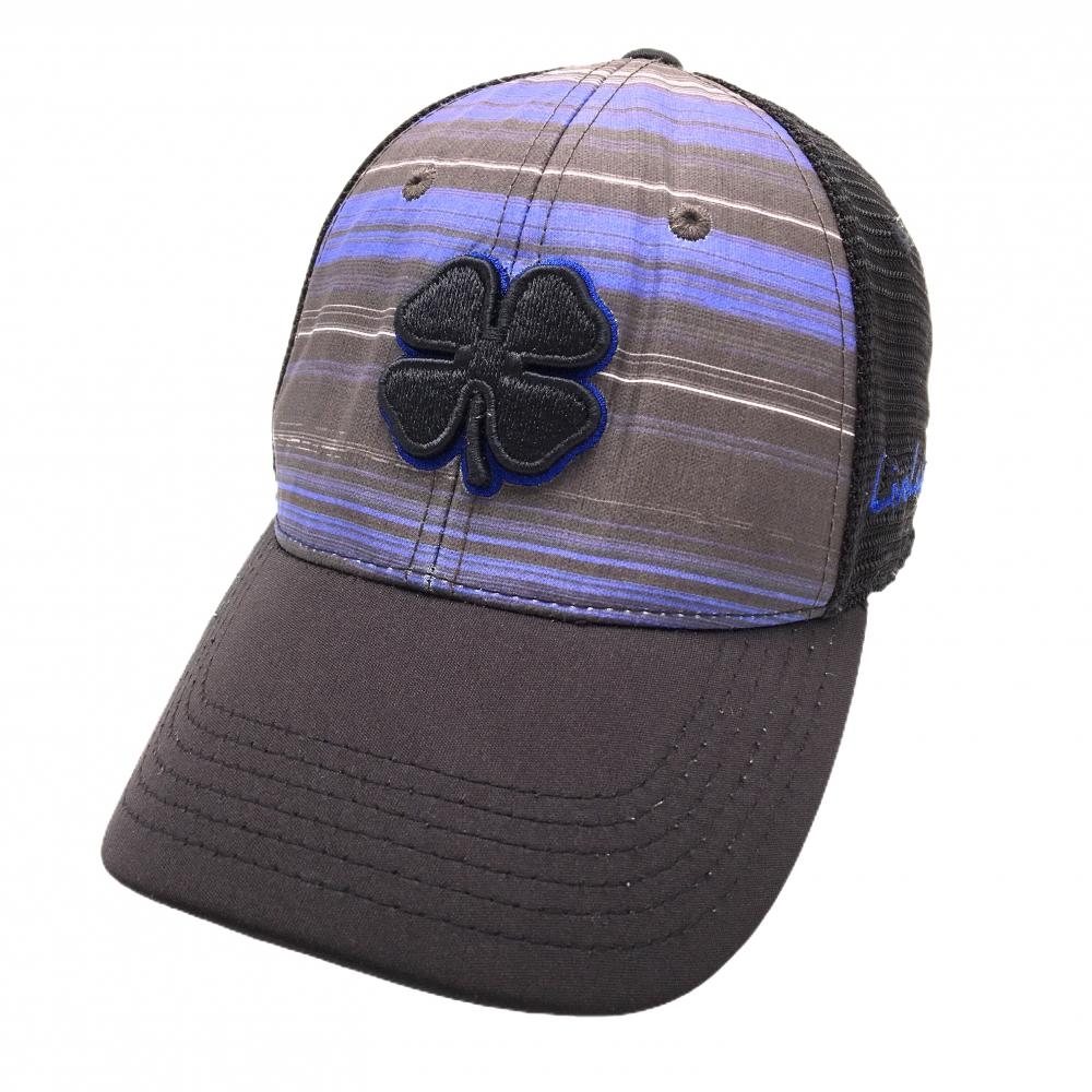 ブラッククローバー メッシュキャップ 黒×パープル フロントボーダー 立体ロゴ S/M  ゴルフウェア Black Clover