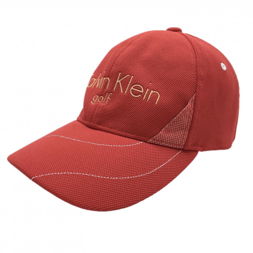 カルバンクラインゴルフ キャップ レッド ステッチ白 F(56-58cm)   ゴルフウェア Calvin Klein