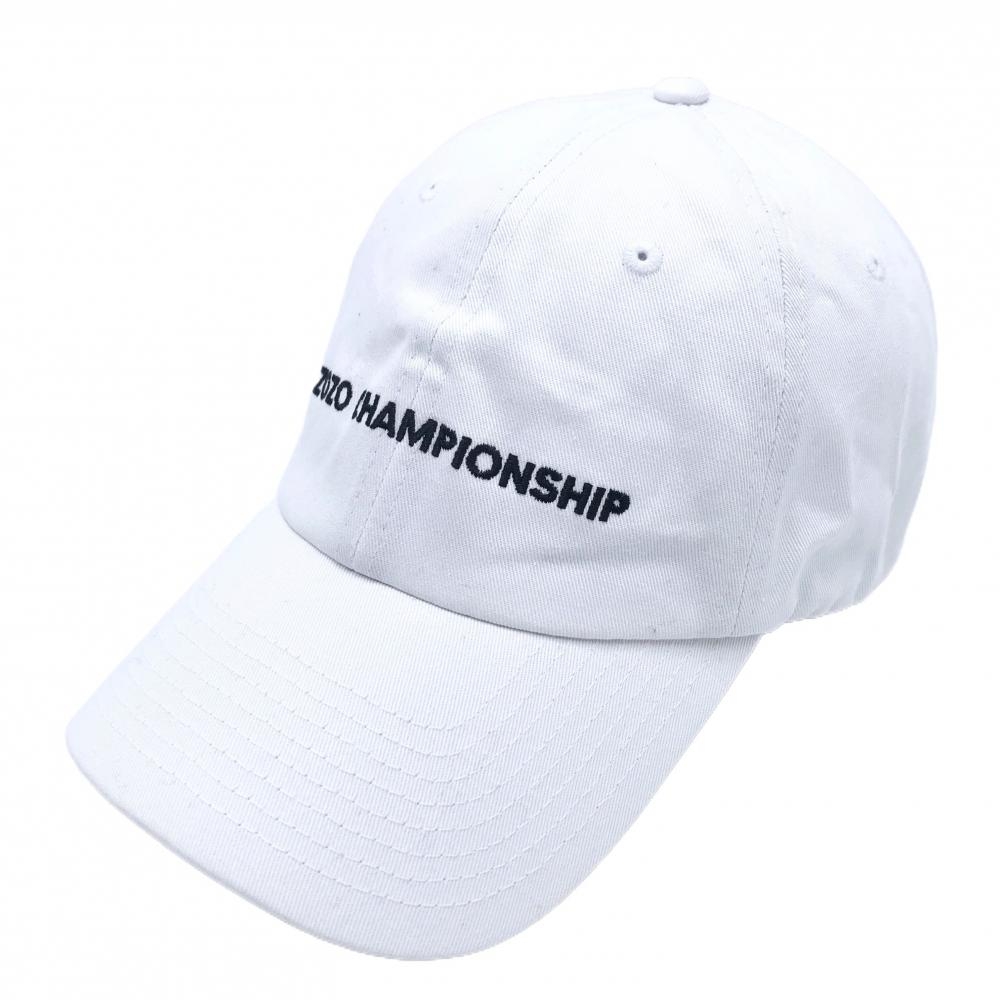 【美品】ピージーエーツアー キャップ 白×黒 ロゴ刺しゅう ZOZO CHAMPIONSHIP   ゴルフウェア PGA TOUR
