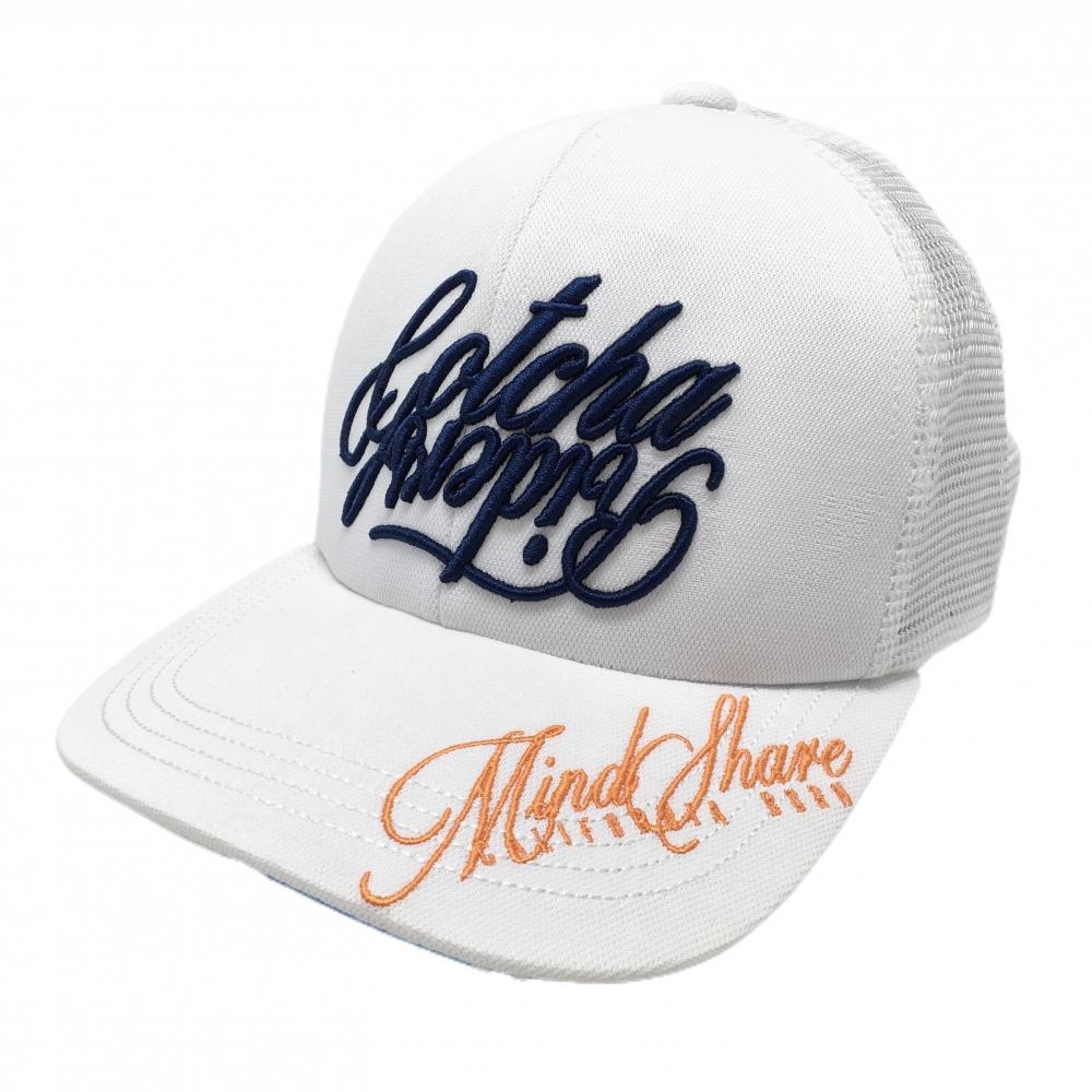 ガッチャゴルフ メッシュキャップ 白×ネイビー 刺しゅう フリー(58cm)   ゴルフウェア GOTCHA GOLF