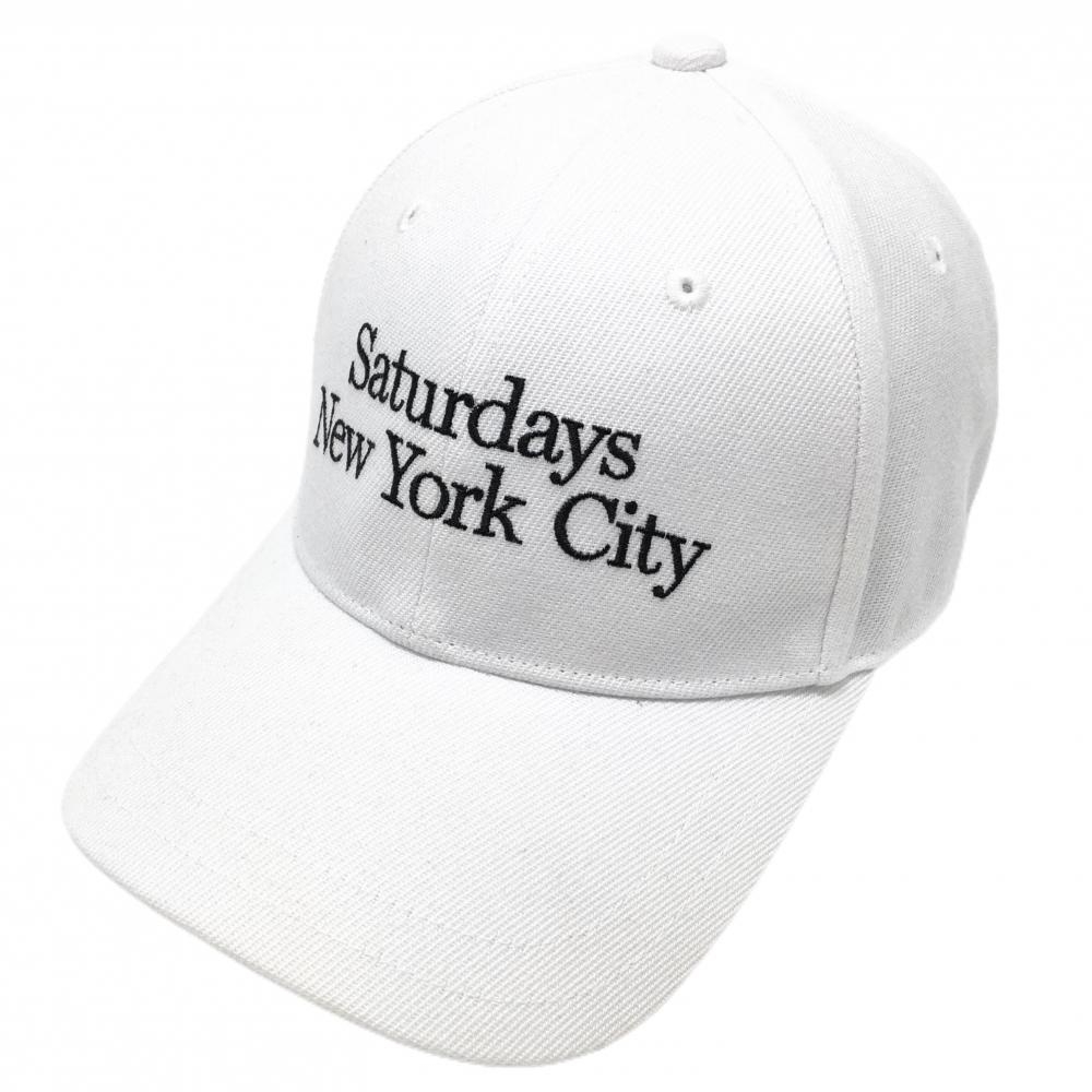 【美品】サタデーズニューヨークシティ キャップ 白×黒 ロゴ刺しゅう F   ゴルフウェア SATURDAYS NEWYORK CITY