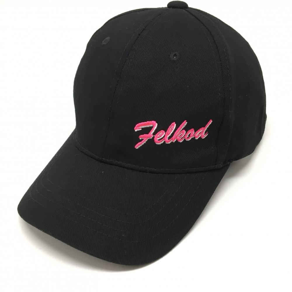 【美品】フィルコッド キャップ 黒×ピンク ロゴ刺しゅう  F   ゴルフウェア felkod