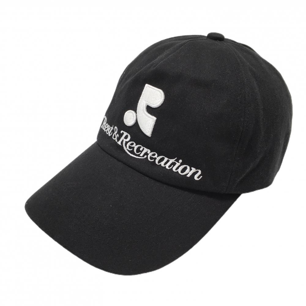 【超美品】レストアンドレクリエーション キャップ 黒×白 ロゴ刺しゅう ONE SIZE   ゴルフウェア Rest&Recreation