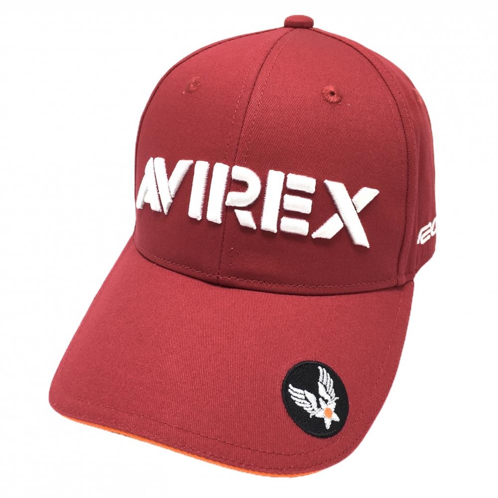 【新品】アヴィレックス キャップ レッド系×白 フロント立体ロゴ F   ゴルフウェア AVIREX