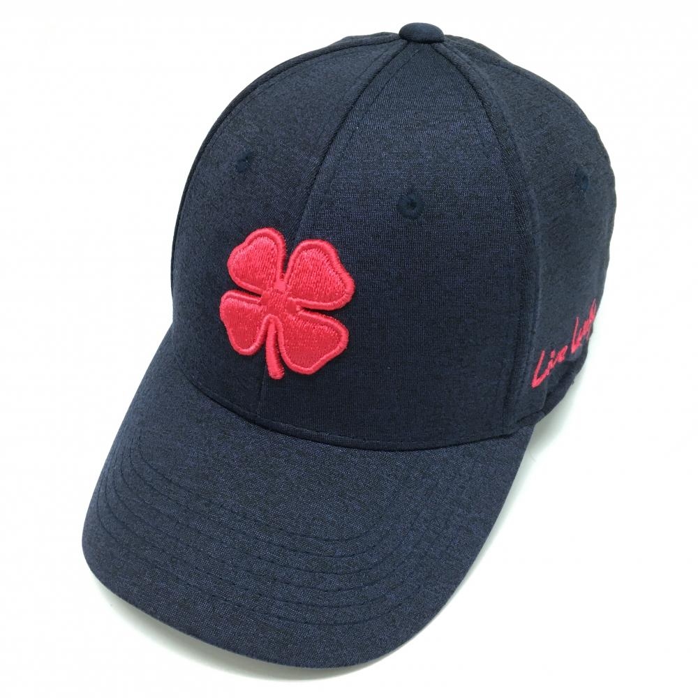【超美品】ブラッククローバー キャップ 杢ネイビー×ピンク ロゴ刺しゅう L-XL   ゴルフウェア BLACK CLOVER