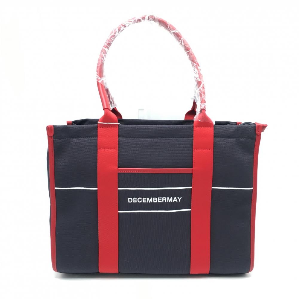 【新品】ディセンバーメイ ビッグトートバッグ ネイビー×レッド スクエアバッグ  ゴルフ DECEMBERMAY