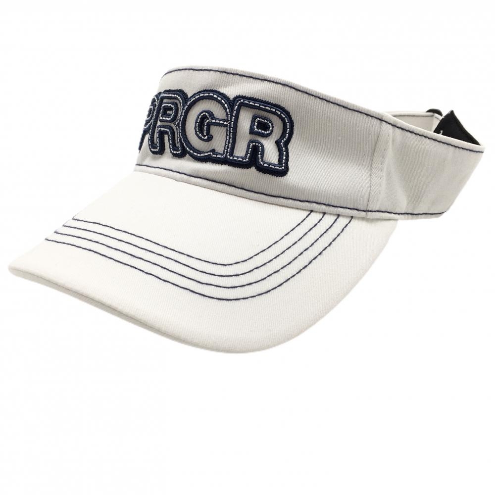 【超美品】プロギアゴルフ サンバイザー 白×ネイビー 立体ロゴ  フリーサイズ(約56～60cm)   ゴルフウェア PGPR GOLF