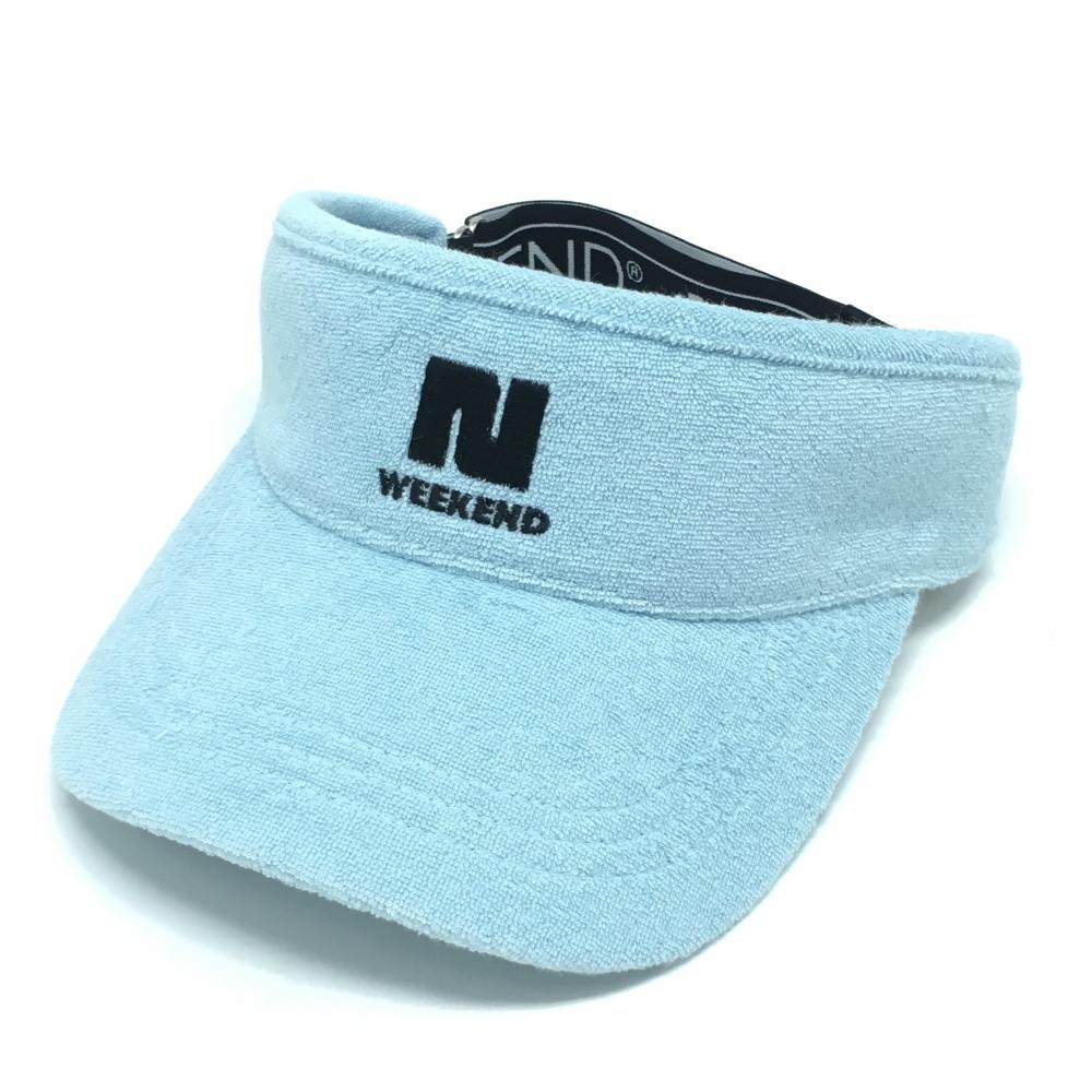 【新品】エヌビービーウィークエンド サンバイザー ライトブルー×黒 パイル地 後ベルトゴム FR   ゴルフウェア NBB WEEKEND