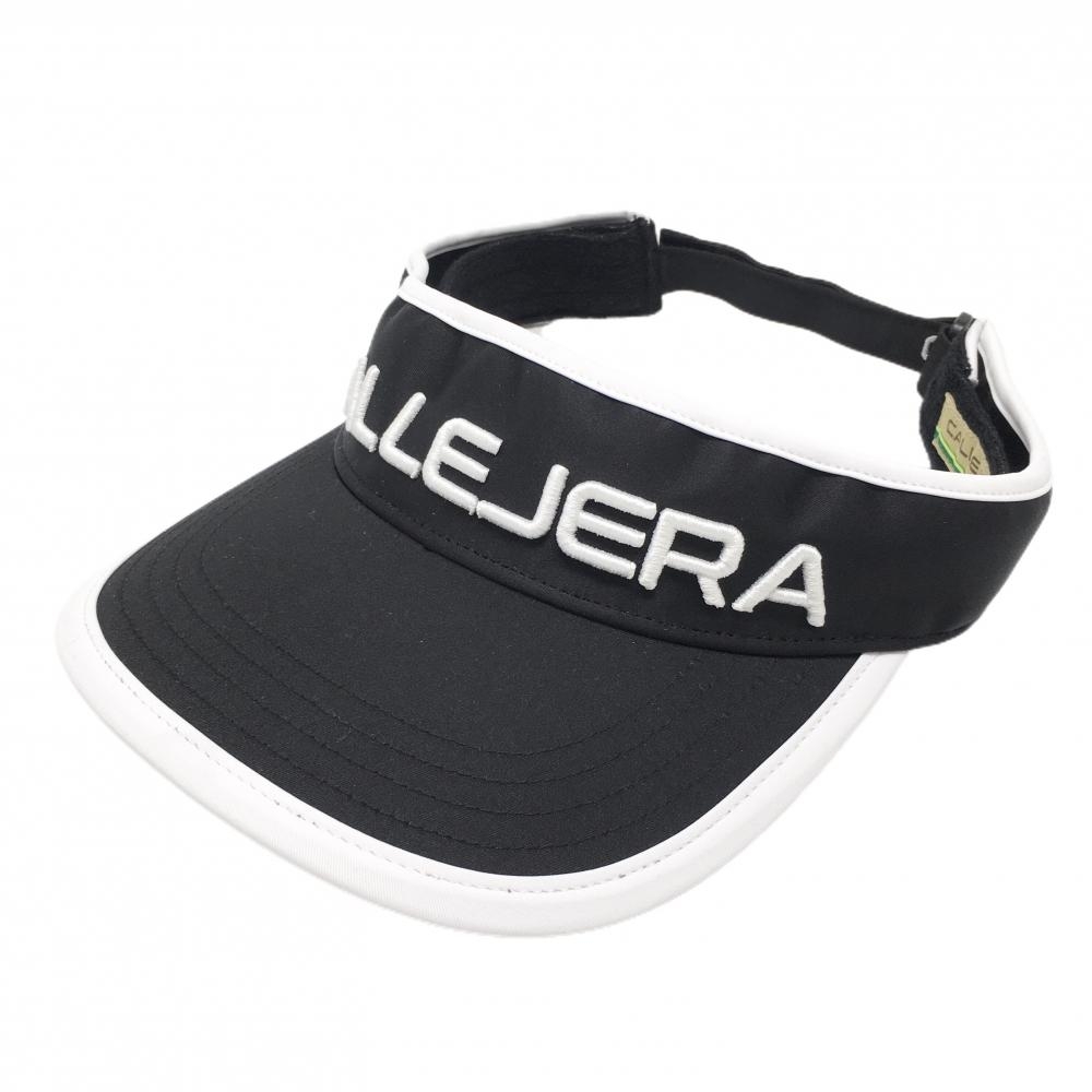 【超美品】カジェヘラ サンバイザー 黒×白 立体ロゴ刺しゅう パイピング F   ゴルフウェア CALLEJERA