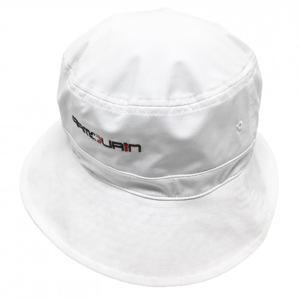 【美品】アーマーイン バケットハット 白 フロントロゴ L/XL   ゴルフウェア ARMOURIN