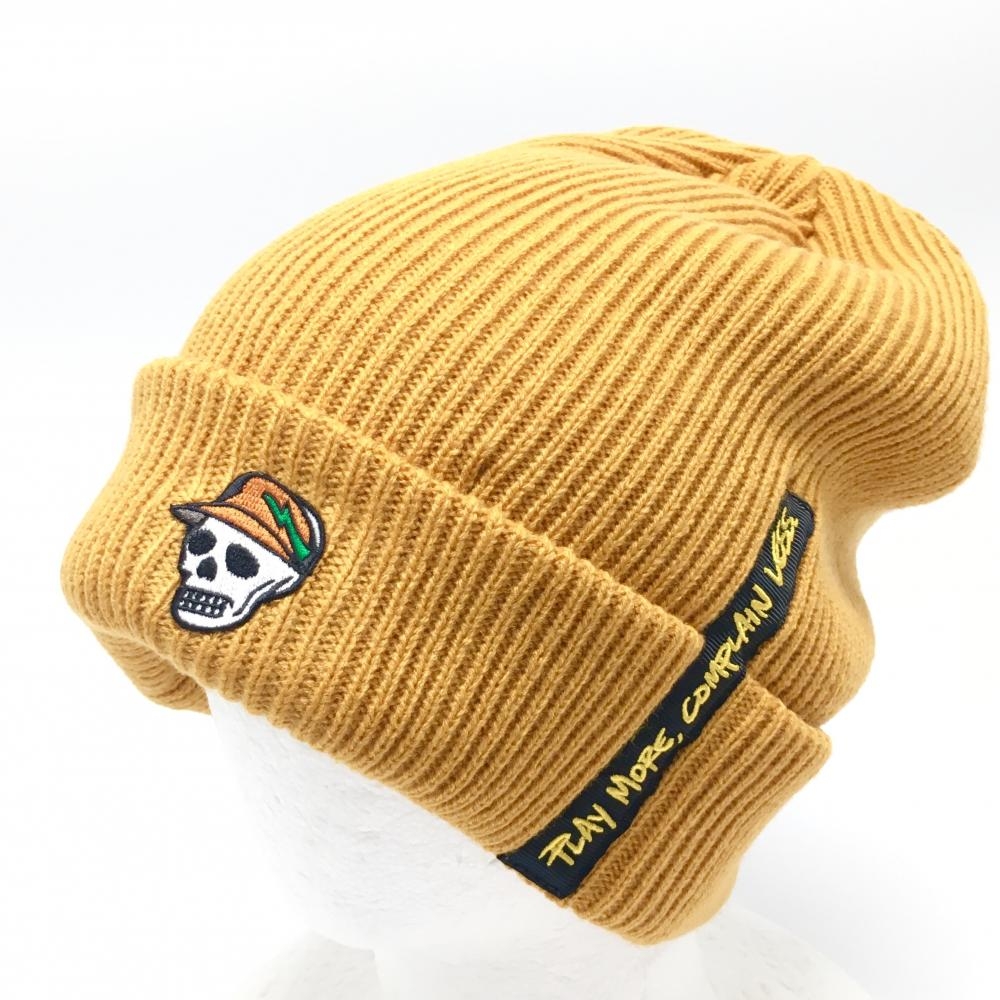 【超美品】デヴァローゴルフ ニット帽 ライトブラウン系 スカル 0025   ゴルフウェア DEVEREUX GOLF