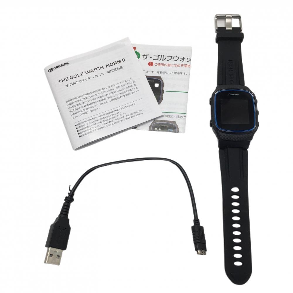 【美品】 グリーンオン GPSゴルフウォッチ 黒 NORM2 通電確認済 ゴルフ GREEN ON
