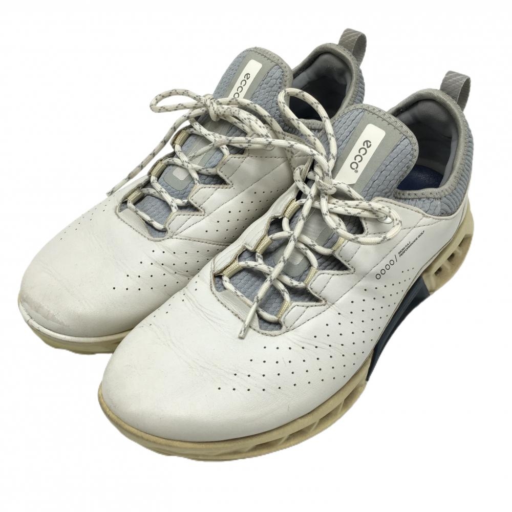 エコー ゴルフシューズ　白×グレー サイドパンチング スパイクレス BIOM 130404-57876 GORE-TEX メンズ EU41(25.5相当) ゴルフウェア ecco