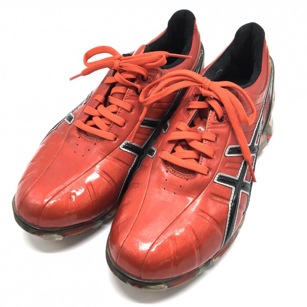 【美品】アシックス ゴルフシューズ レッド×黒 TGN902 ゲルエースPRO2  メンズ 25.0 ゴルフウェア asics