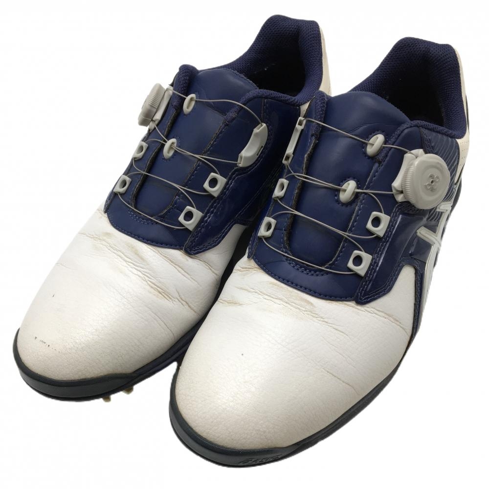 アシックス ゴルフシューズ 白×ネイビー TGN913 ゲルエースツアー2 ダイヤル式 BOA メンズ 26.5 ゴルフウェア ASICS