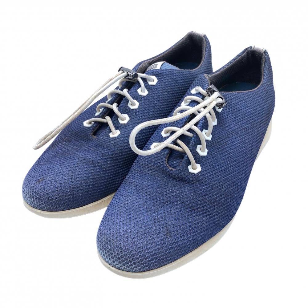 【美品】ロトゥセ ゴルフシューズ ブルー×白 T2301 スパイクレス メンズ 24.5相当 ゴルフウェア LOTTUSSE GOLF