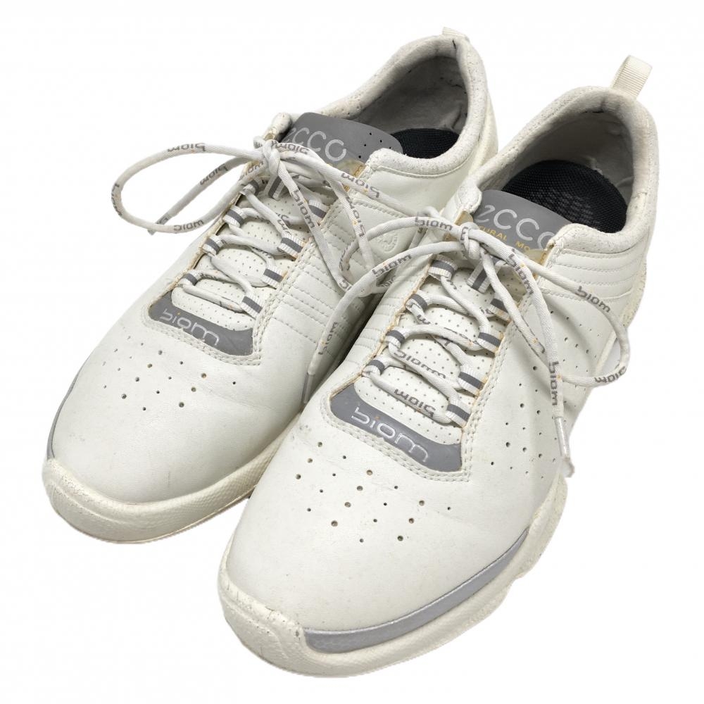 【美品】エコー ゴルフシューズ 白 BIOM 80042401001 スパイクレス メンズ EU42(26.0相当) ゴルフウェア ecco