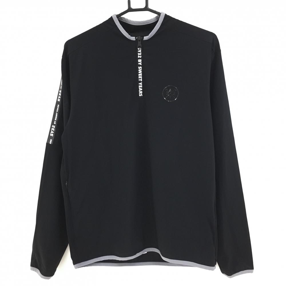 【超美品】エスワイサーティトゥ ブルゾン 黒×グレー ハーフジップロゴ ストレッチ  メンズ M ゴルフウェア SY32 BY SWEET YEARS