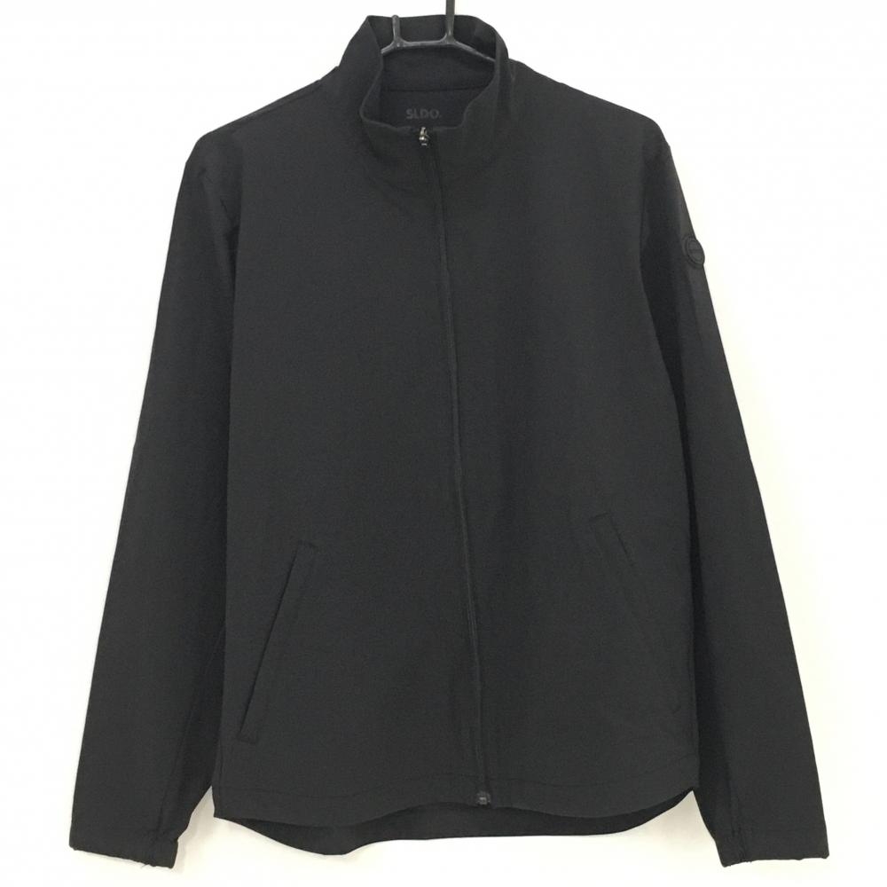 【美品】エスルド ナイロンジャケット 黒 ストレッチ 無地 袖口一部汚れ メンズ M ゴルフウェア SLDO.
