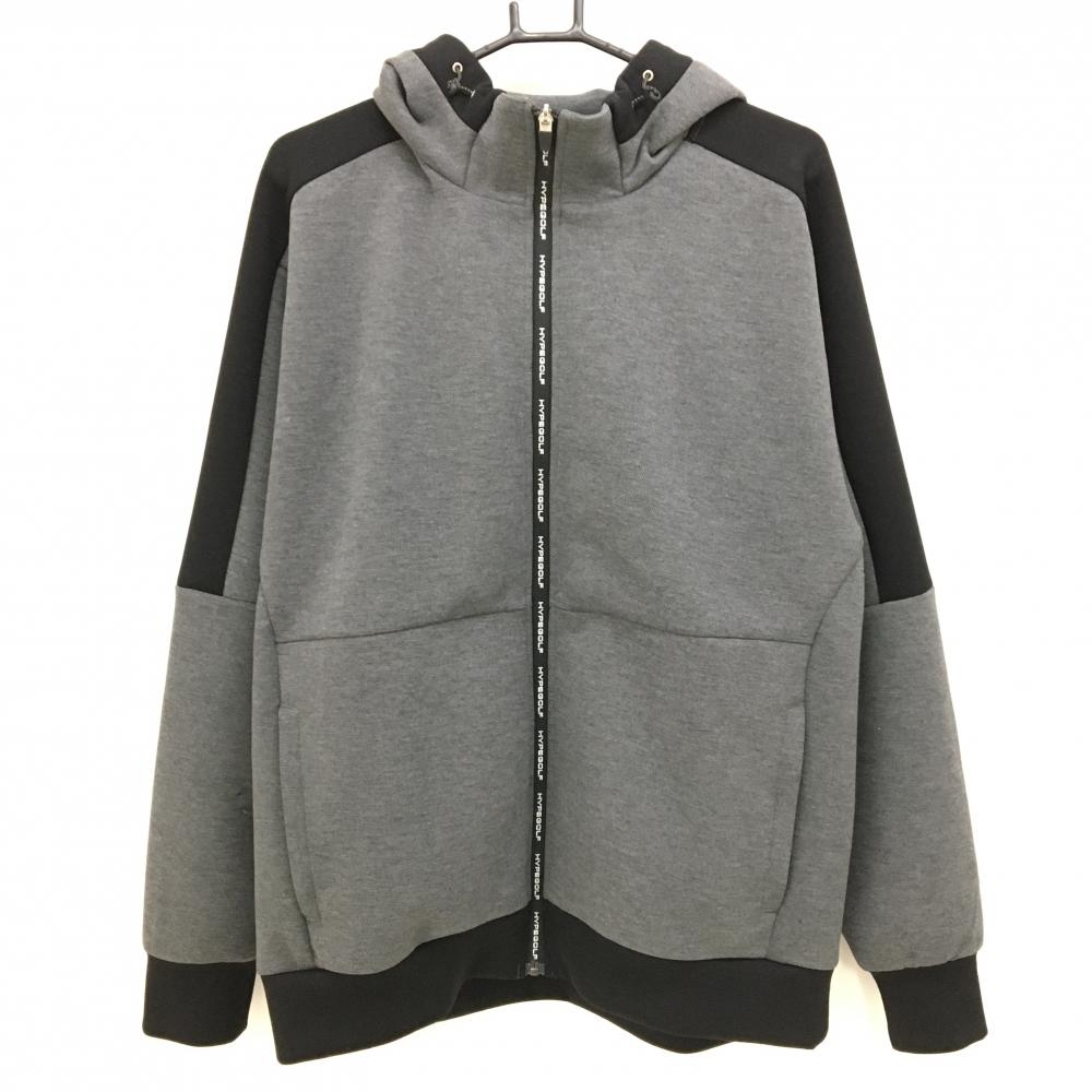 ハイプゴルフ ジップパーカー グレー×黒 ジップロゴ 切替 メンズ XL ゴルフウェア HYPEGOLF