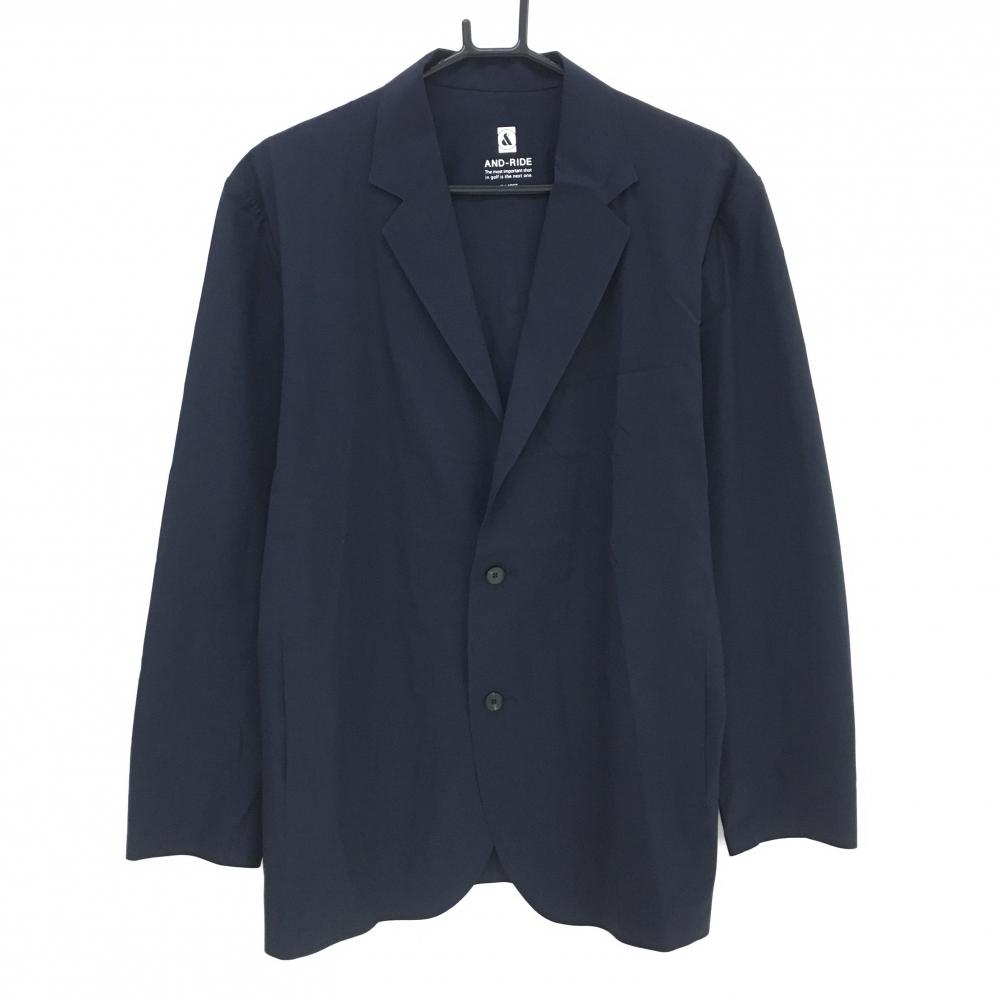 【美品】アンドライド テーラードジャケット ネイビー 薄手 胸ポケット メンズ X-RARGE ゴルフウェア ANDRIDE