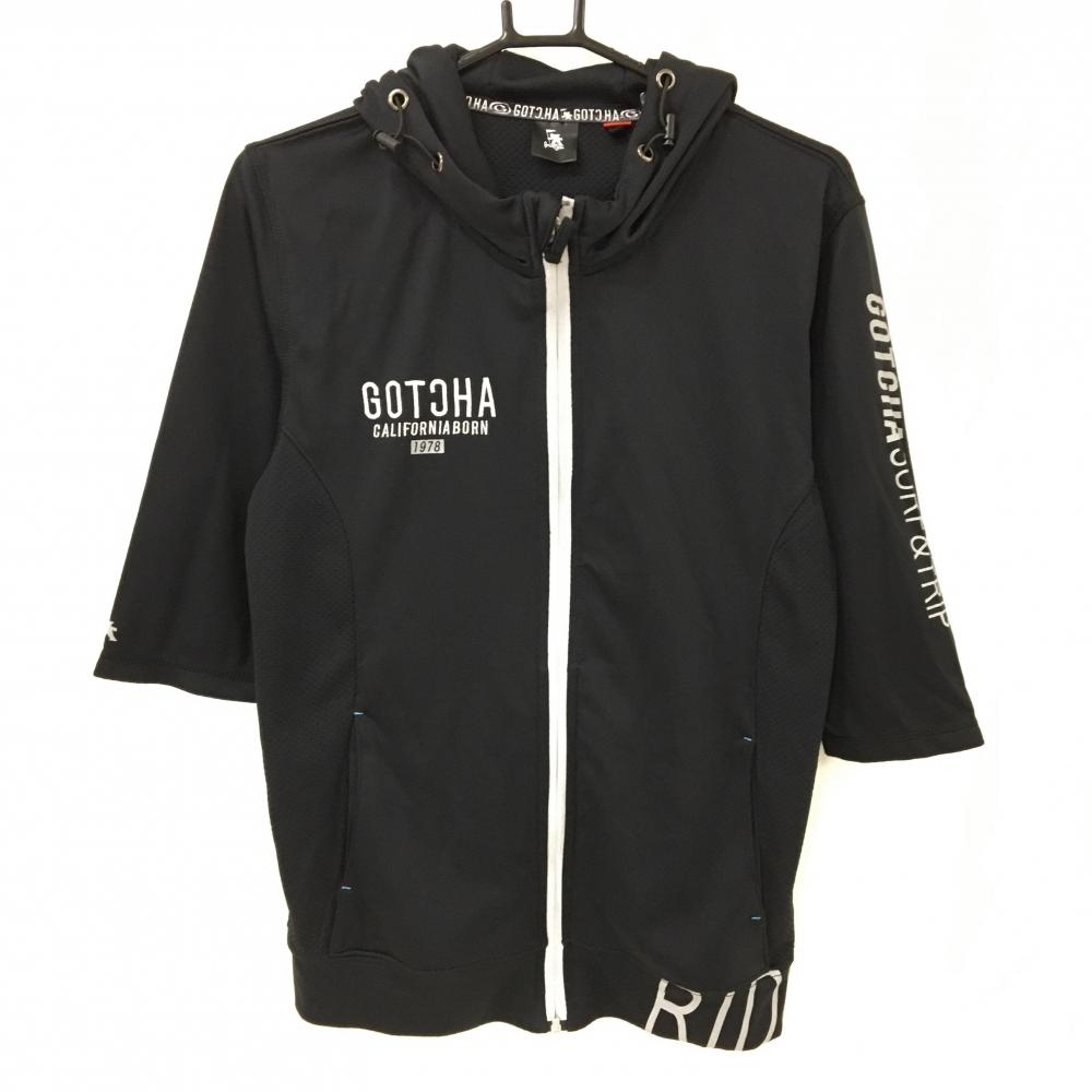 ガッチャ 5分袖ジップパーカー 白 ロゴ刺しゅう メンズ MEDIUM ゴルフウェア GOTCHA