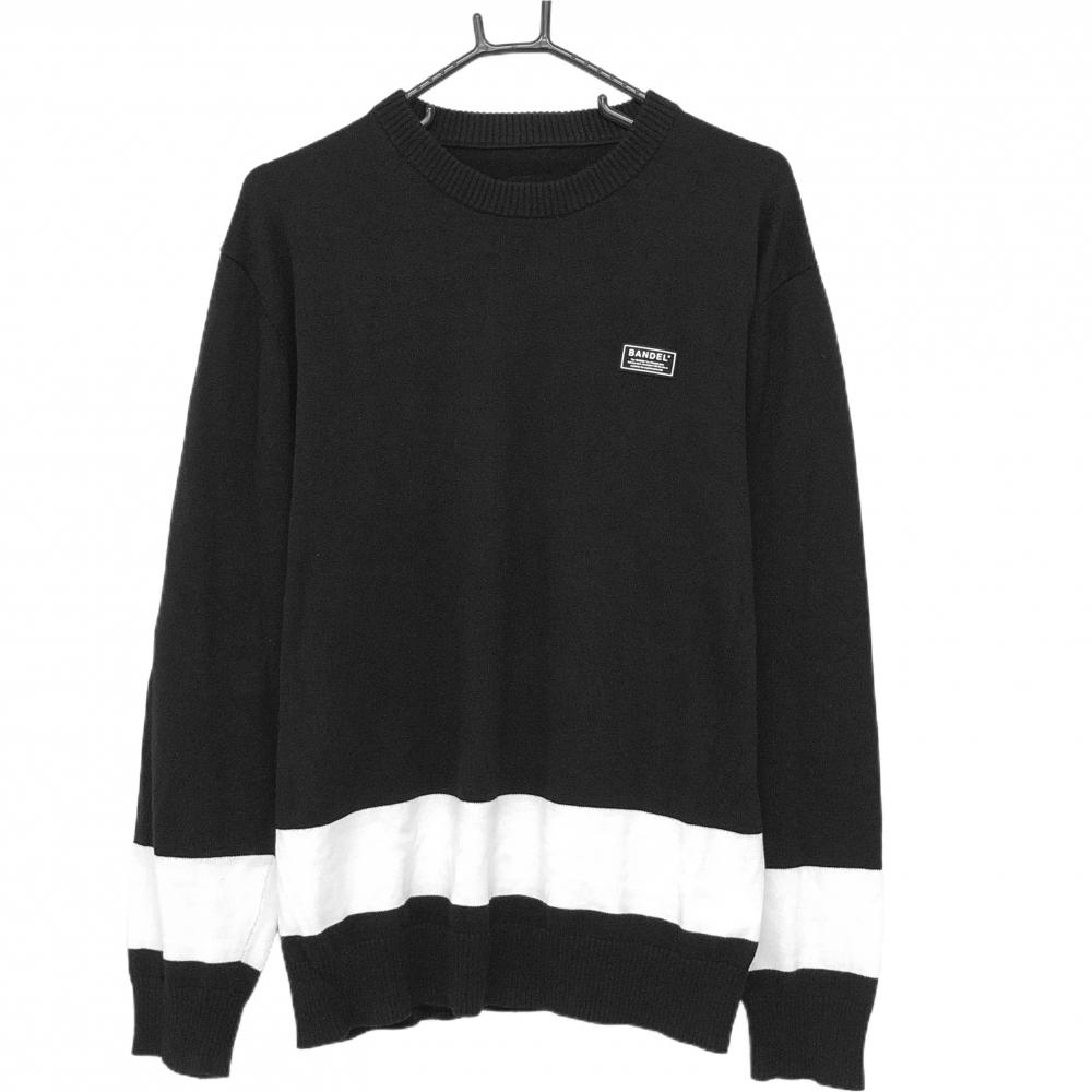 【美品】バンデル セーター 黒×白 コットン100％ ロゴ メンズ L ゴルフウェア BANDEL