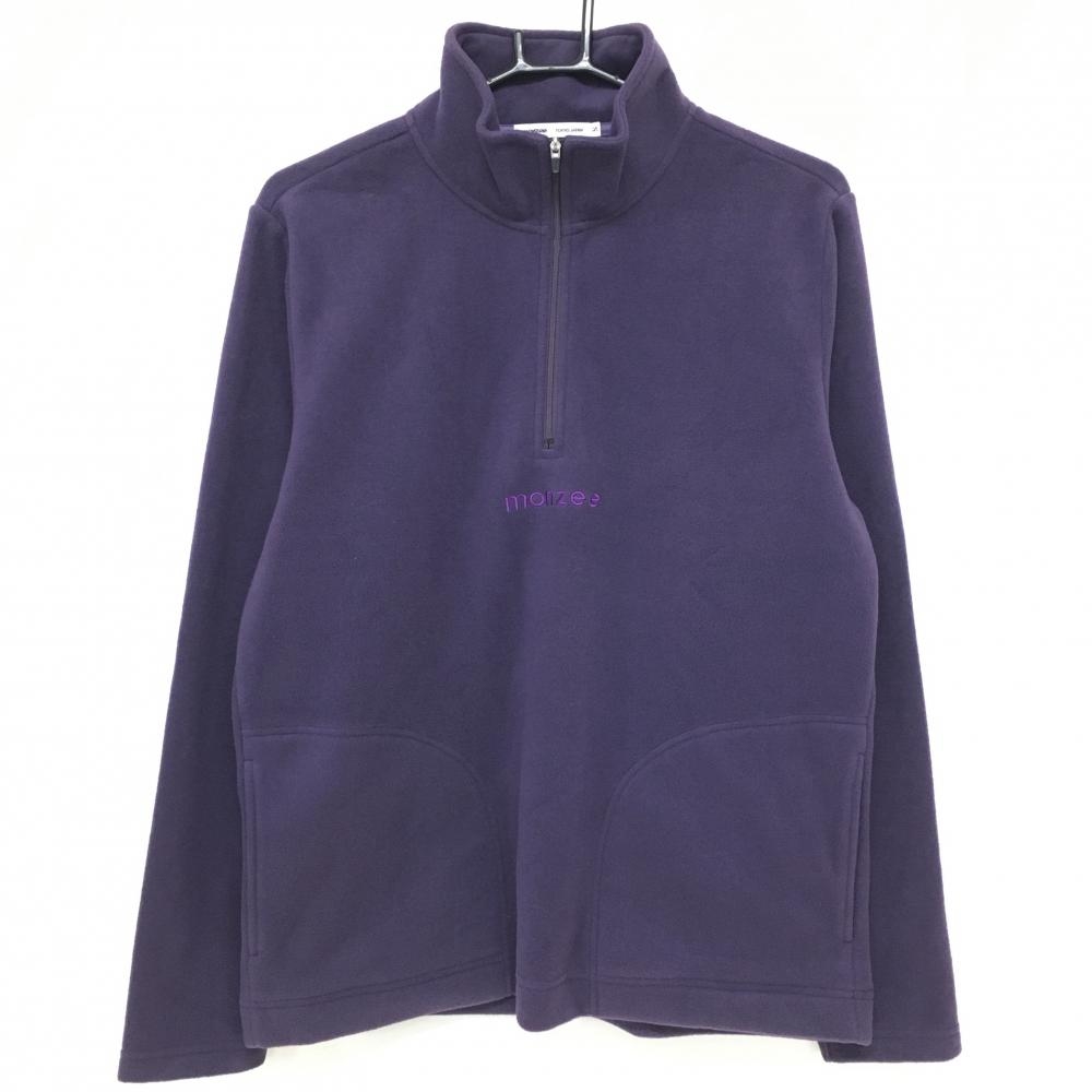 【超美品】モンジー ハイネックフリース パープル ハーフジップ フロントロゴ メンズ S ゴルフウェア ｍonzee