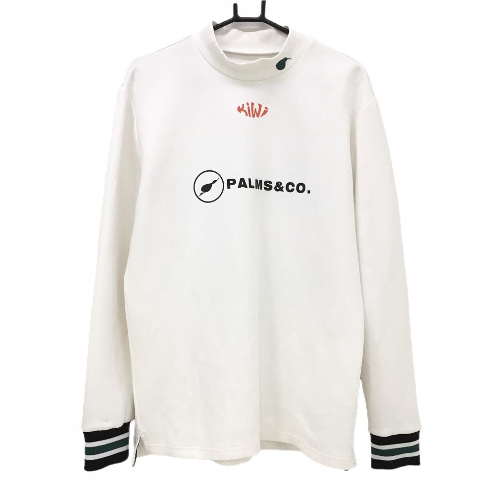 【美品】パームスアンドコー ハイネックトレーナー 白×黒 袖リブボーダー メンズ XL ゴルフウェア PALMS&CO.