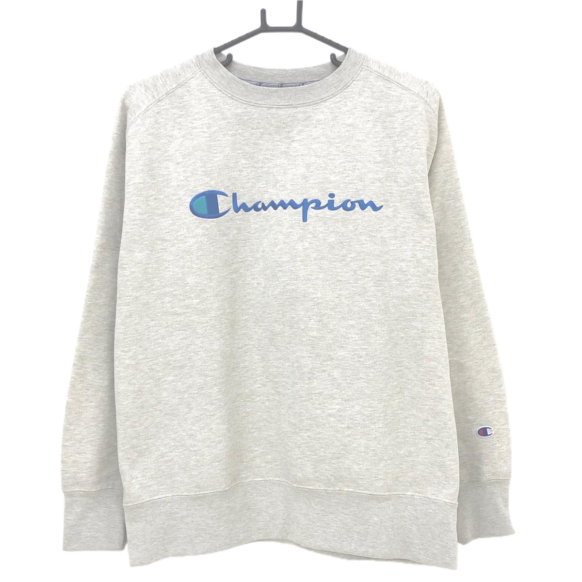 【美品】チャンピオン トレーナー 杢ライトベージュ 裏起毛 ロゴ刺しゅう メンズ L ゴルフウェア Champion