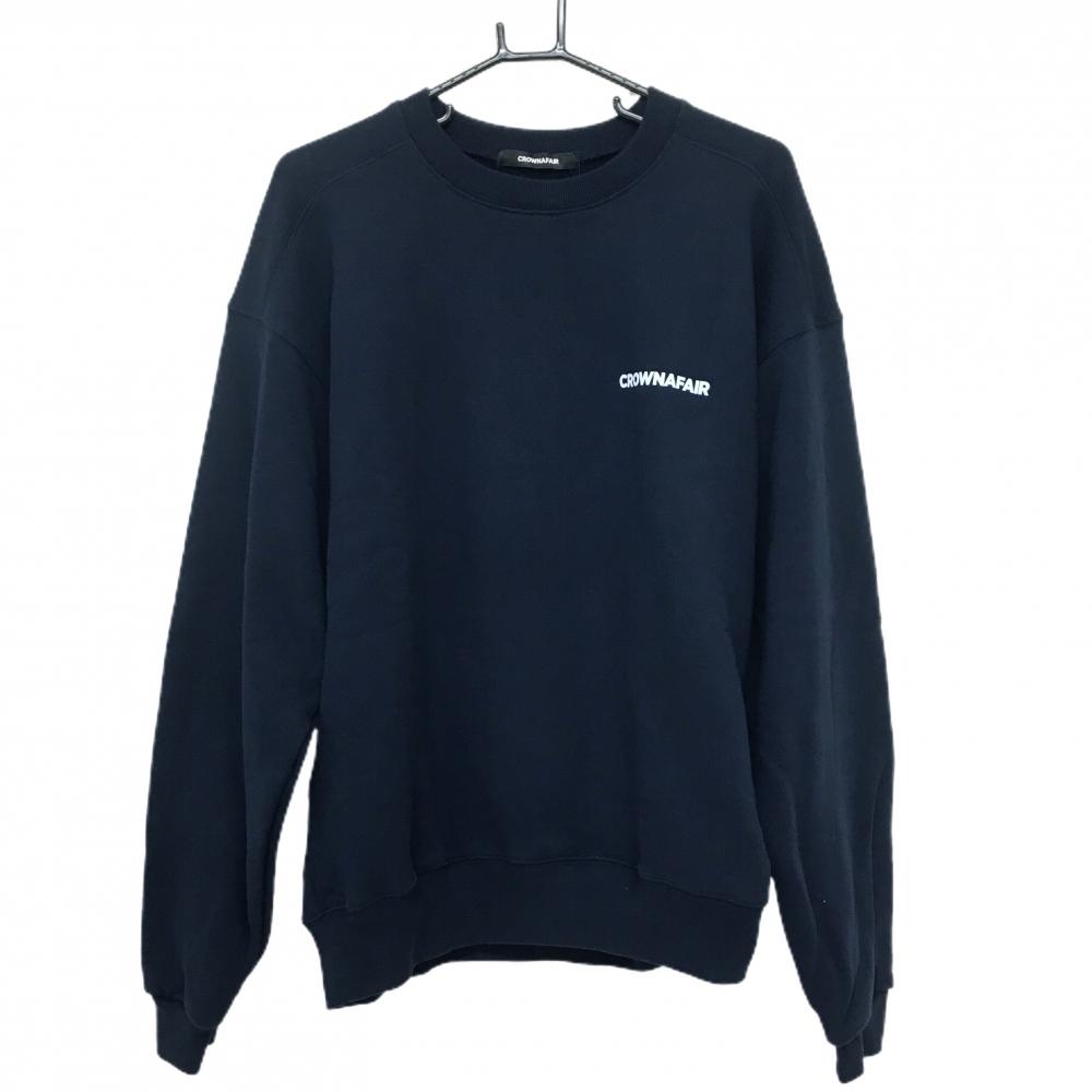 【新品】クラウンフェア トレーナー ネイビー スウェット コットン100％ メンズ L ゴルフウェア CROWNAFAIR