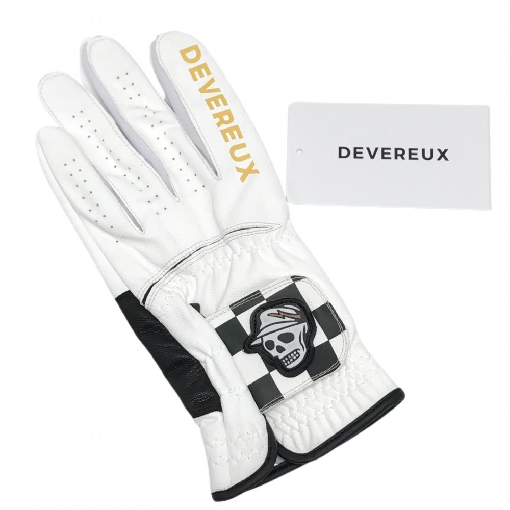 【未使用品】デヴァローゴルフ グローブ 白×黒 スカル 左手用 メンズ 1023 ゴルフウェア DEVEREUX GOLF