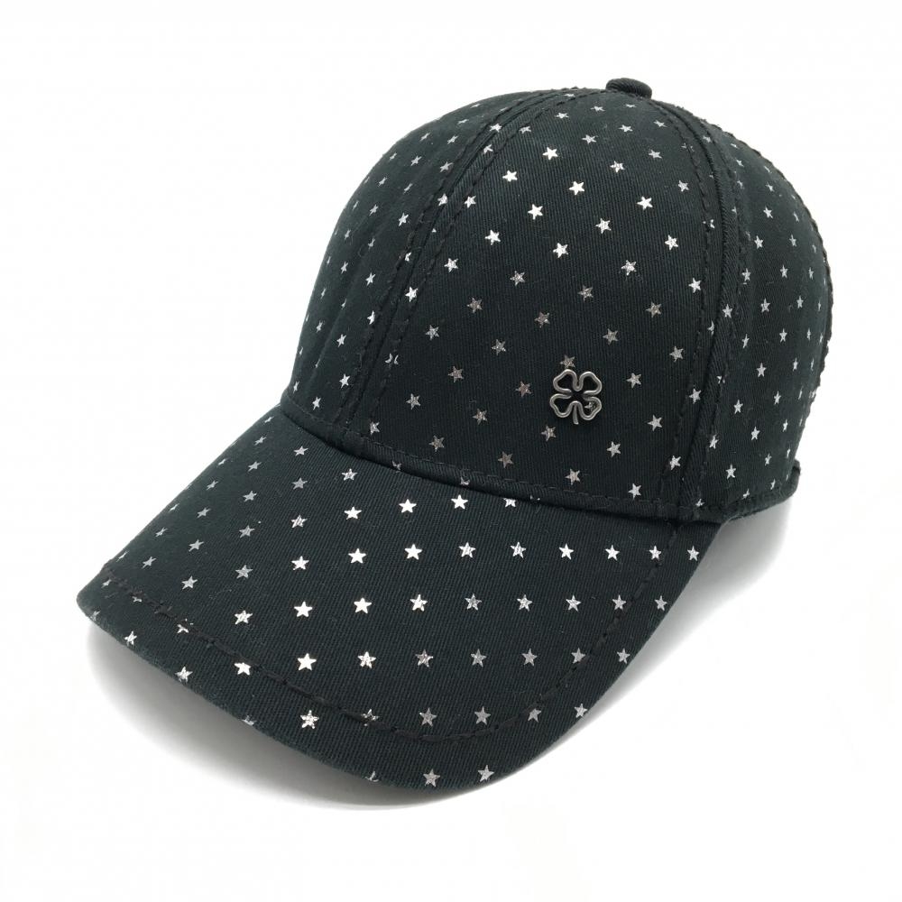 【美品】ブラッククローバー キャップ 黒×シルバー 星総柄  レディース  ゴルフウェア BLACK CLOVER